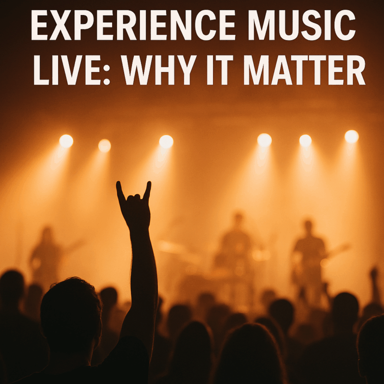 Blog image titled “Experience Music Live: Why It Matters” highlighting the power and importance of live music.
