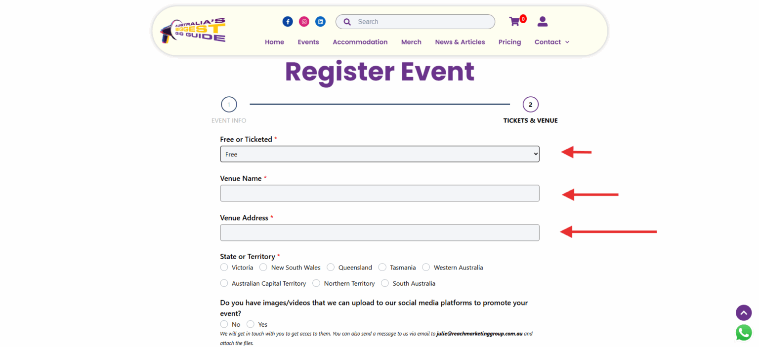 Make sure all your information are correct after filling out the form, scroll down and register your gig! As easy as that!