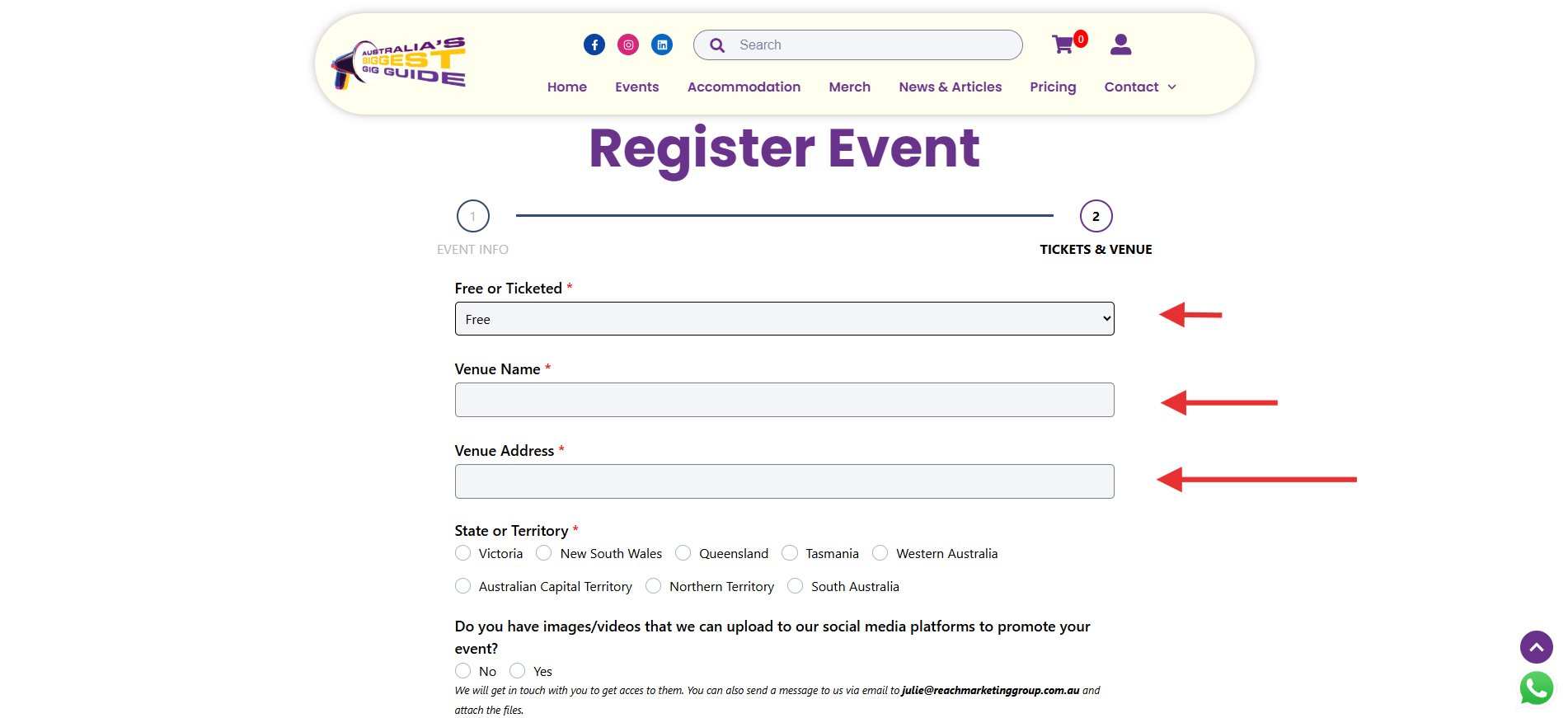 Make sure all your information are correct after filling out the form, scroll down and register your gig! As easy as that!