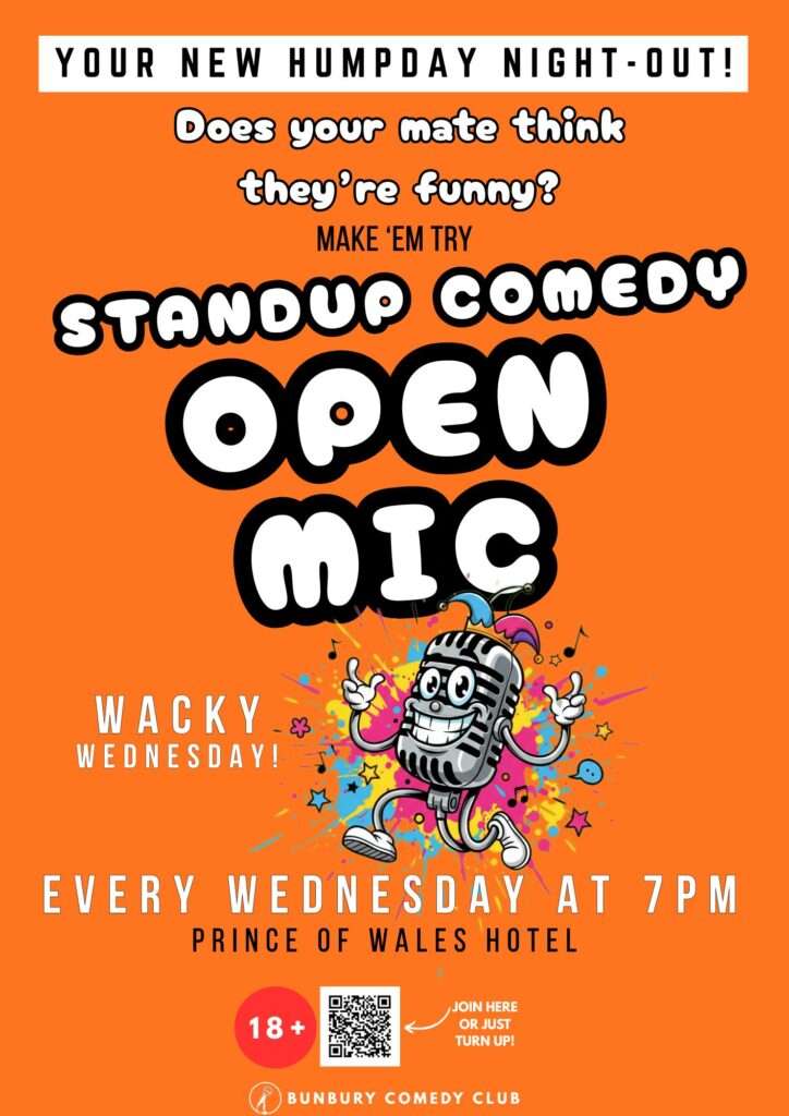 Wacky Wednesday Comedy Open Mic at The Prince of Wales Hotel, Bunbury