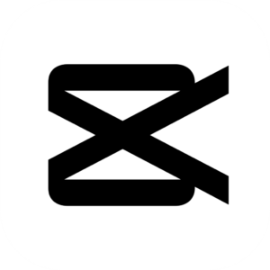 Black CapCut logo displayed on a light grey background, featuring the brand’s distinctive ribbon-like geometric symbol.