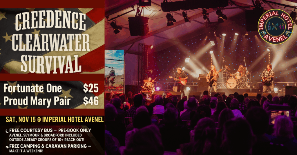 🚗 Rollin’ Into Imperial Hotel, Avenel – The Creedence Clearwater Survival Tribute Night!